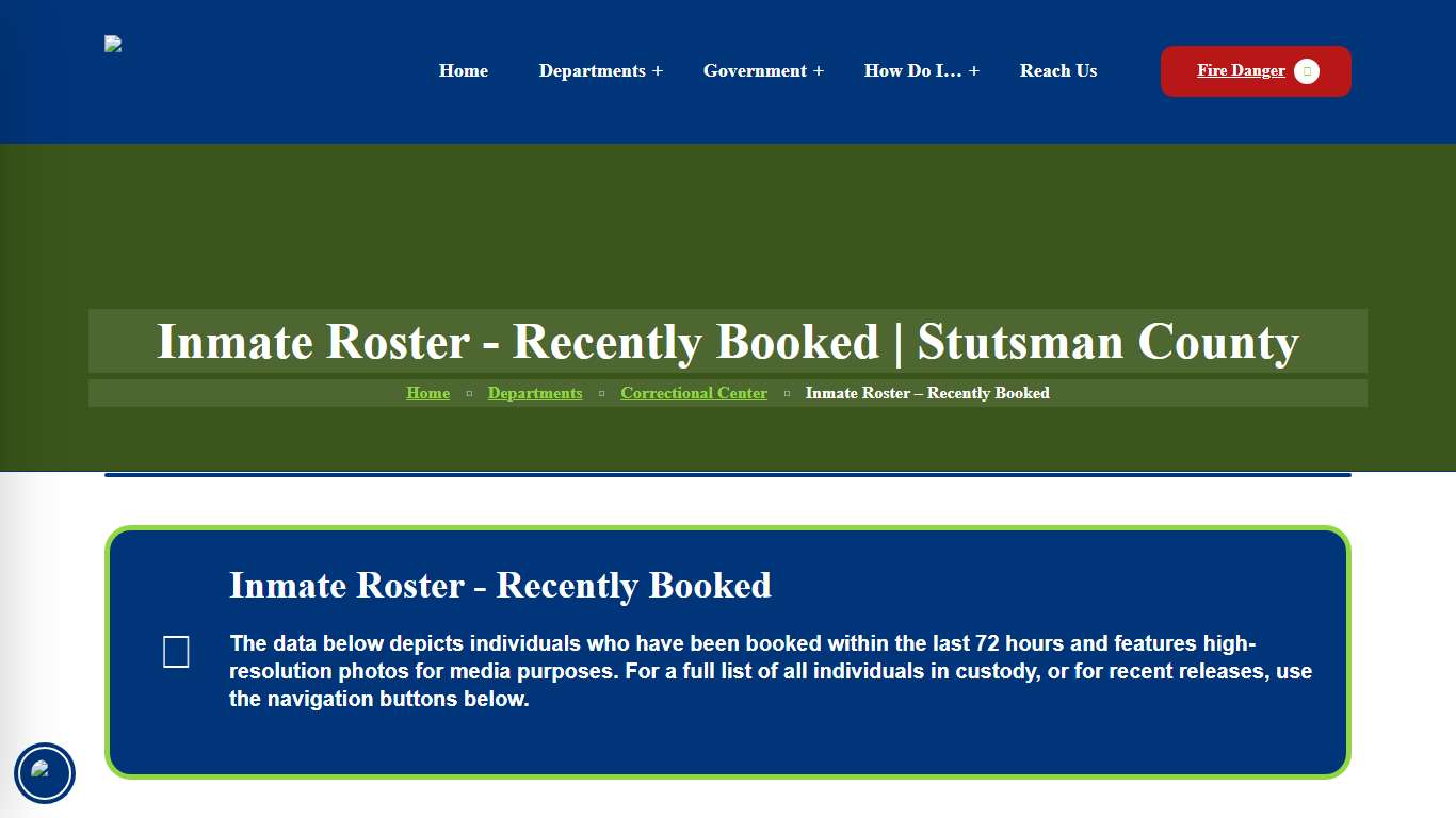 Inmate Roster - Recently Booked | Stutsman County