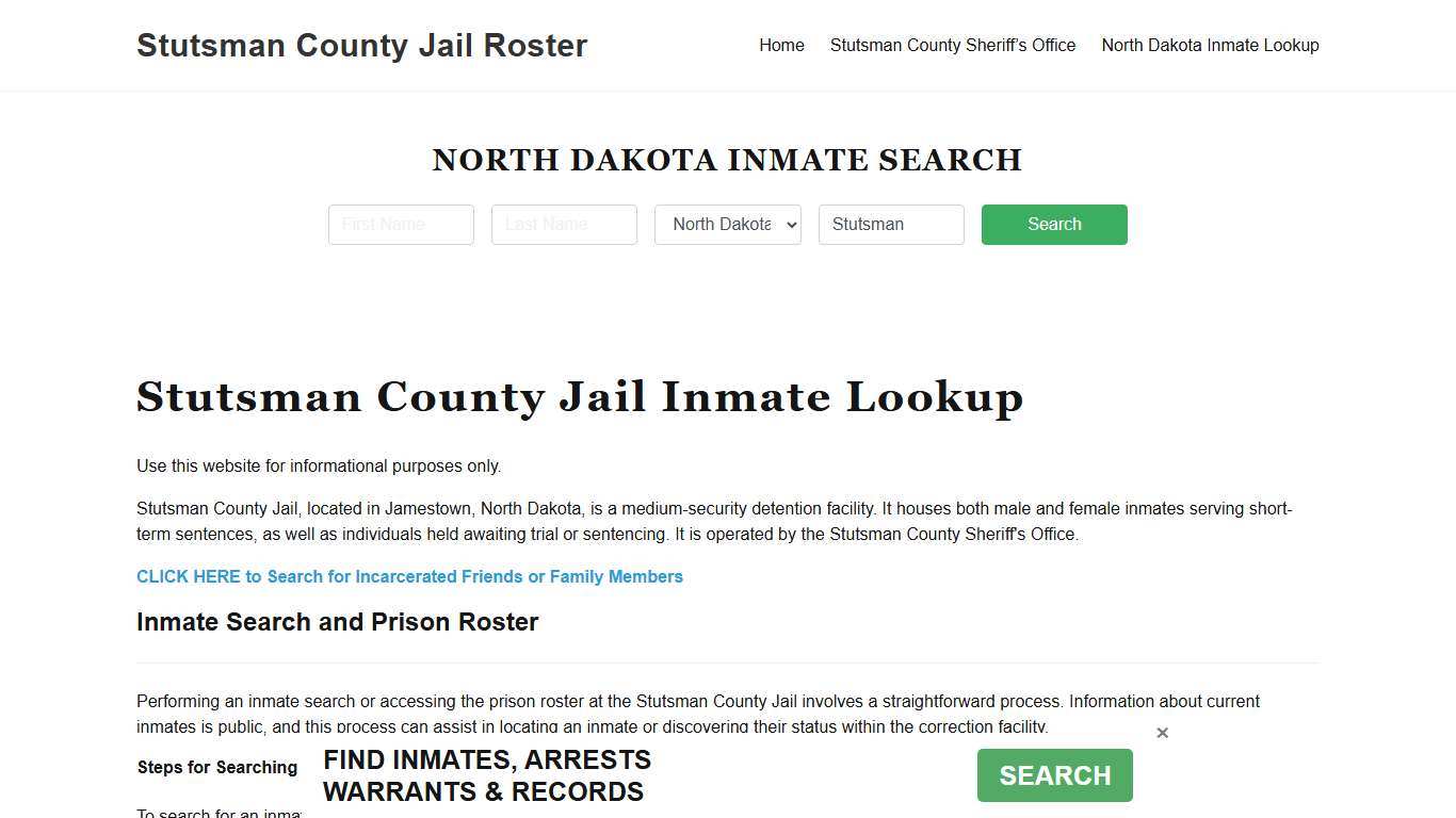Stutsman County Jail Roster Lookup, ND, Inmate Search