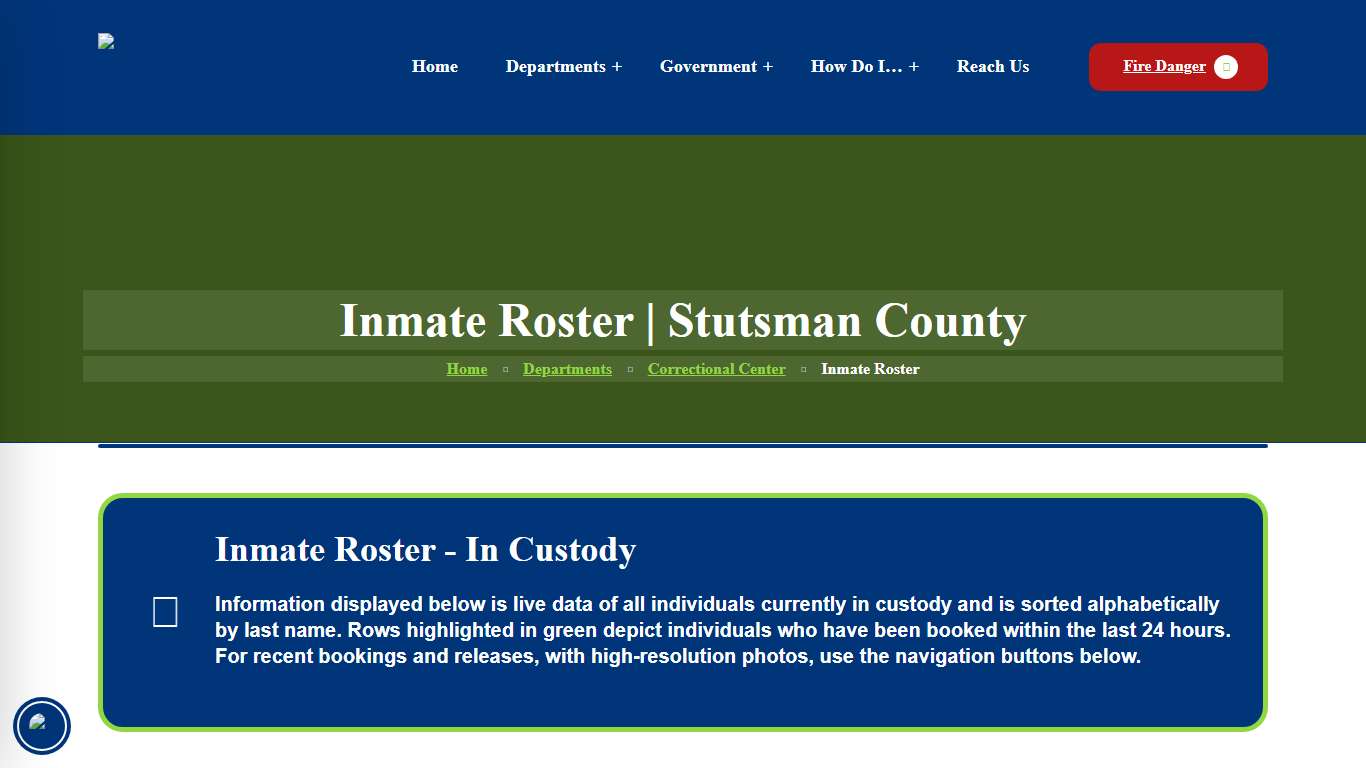 Inmate Roster | Stutsman County